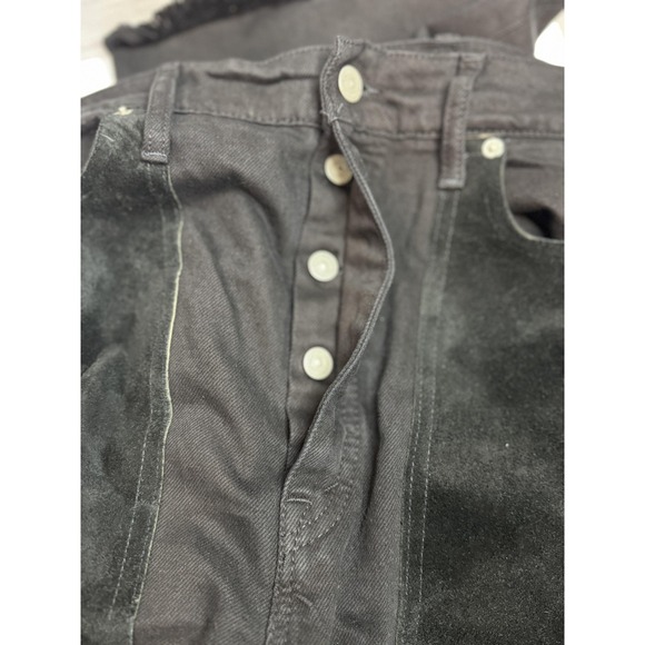 Polo Ralph Lauren Jeans Mens Black Suede Chap Front Button Fly Raw Hem Denim 32R - Picture 5 of 9